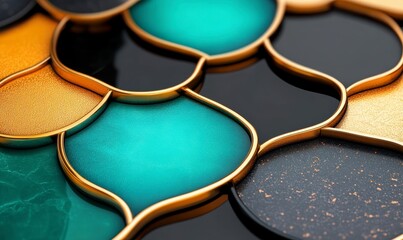 Elegant Colorful Geometric Design with Glossy Finish and Texture