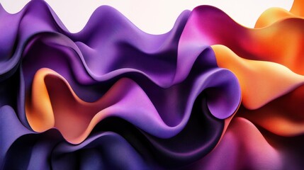 Abstract Swirling Purple and Orange Hues: A Digital Art Masterpiece of Fluid Forms and Gradient Colors