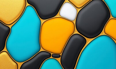 Colorful Abstract Stone Pattern with Textured Golden Accents