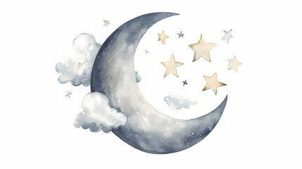 moon clouds grey crescent