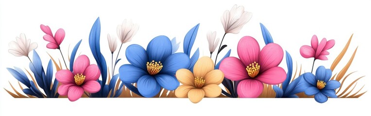 Colorful Floral Arrangement With Pink, Blue, and Yellow Flowers