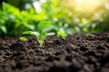 Fototapeta premium Close-up of Brown Soil Ground, Perfect for Plant Growth.