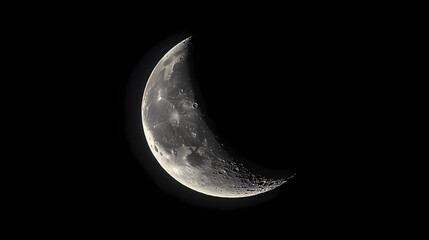 Beautiful waxing crescent moon shining in the sky tonight. Crescent. Illustration