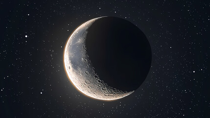 Fototapeta premium Beautiful waxing crescent moon shining in the sky tonight. Crescent. Illustration
