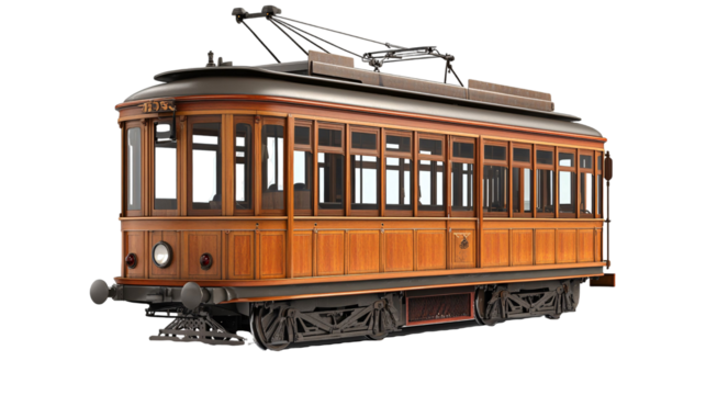 Tram Isolated on White Background - Urban Transport