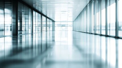 Modern hallway with glass and sleek design.