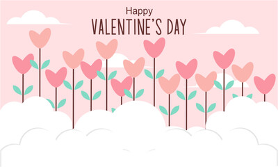 Valentines day background with heart shaped balloons illustration