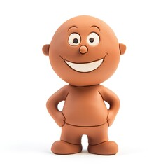 Obraz premium 3D Clay Cute Personal Trainer, Happy and Smiling, Isolated on White Background