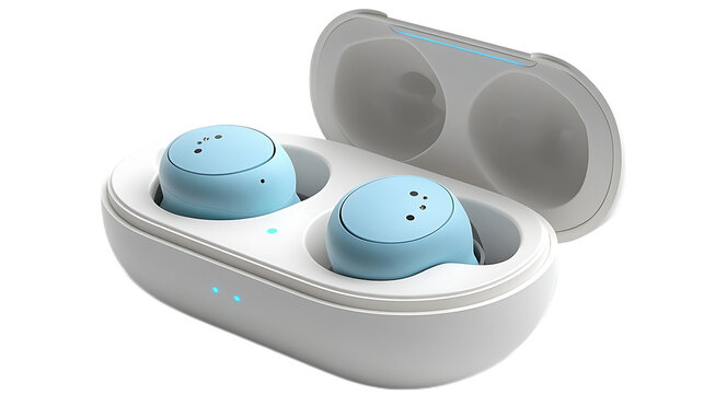 Sky Blue Wireless Earbuds in Charging Case 