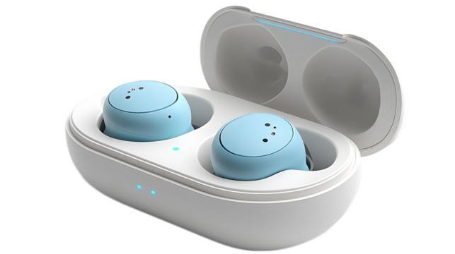 Sky Blue Wireless Earbuds in Charging Case 