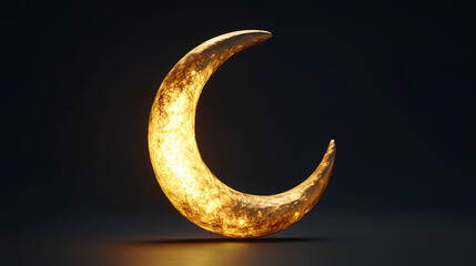3d golden crescent moon illustration. Crescent. Illustration