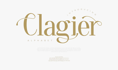 Clagier typography beauty fashion elegant minimalist serif italic fonts decorative wedding vintage retro logos. Minimal luxury font alphabet logo. Vector illustration