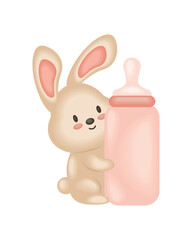 baby shower rabbit with bottle