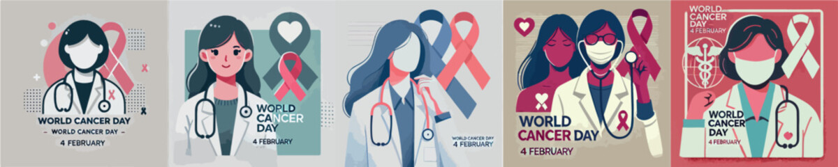 Obraz premium image of a female doctor saying World Cancer Day
