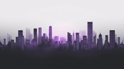 Fototapeta premium Stunning city skyline with purple hues at dusk.