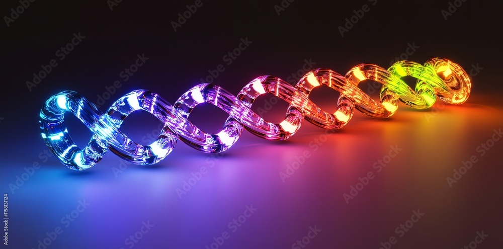 Poster a colorful, illuminated dna double helix representation showcasing scientific concepts.