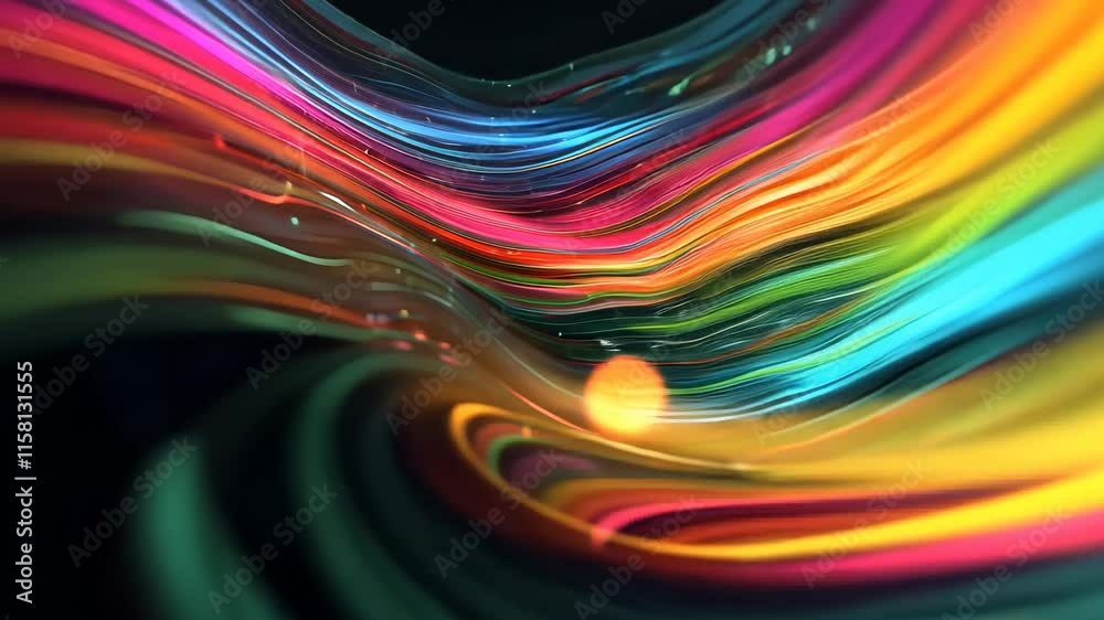 Poster vibrant swirling abstract fractal with luminous colors, dynamic energy flow. digital art and modern 