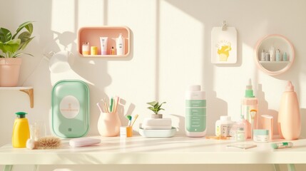 Bright and organized beauty product display.