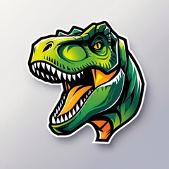 Obraz premium Stylized simplified tyrannosaurus head with white grey background