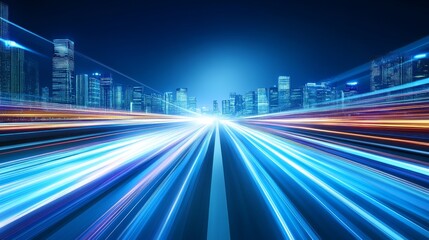 Fototapeta premium Dynamic urban light trails at nighttime.