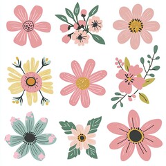 Floral elements, flowers, bouquets, spring, summer