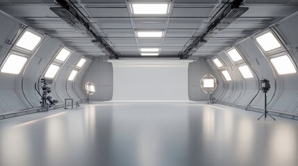 Naklejka premium High-Tech Warehouse Studio with Clean Backdrop