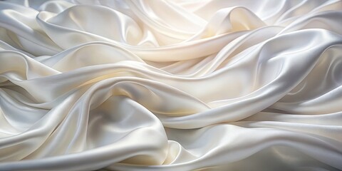 Fototapeta premium Abstract White Silk Fabric Texture, Soft Wave Creases, Satin Cloth Background, High-Resolution Image