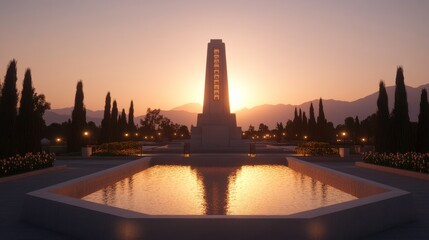 Naklejka premium Monument at Sunset with Golden Hour Light