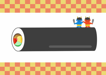 Obraz premium 節分の太巻きのタイトル枠