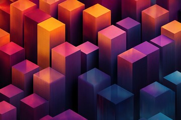 Obraz premium A vibrant abstract landscape of colorful blocks creating a 3D visual effect.