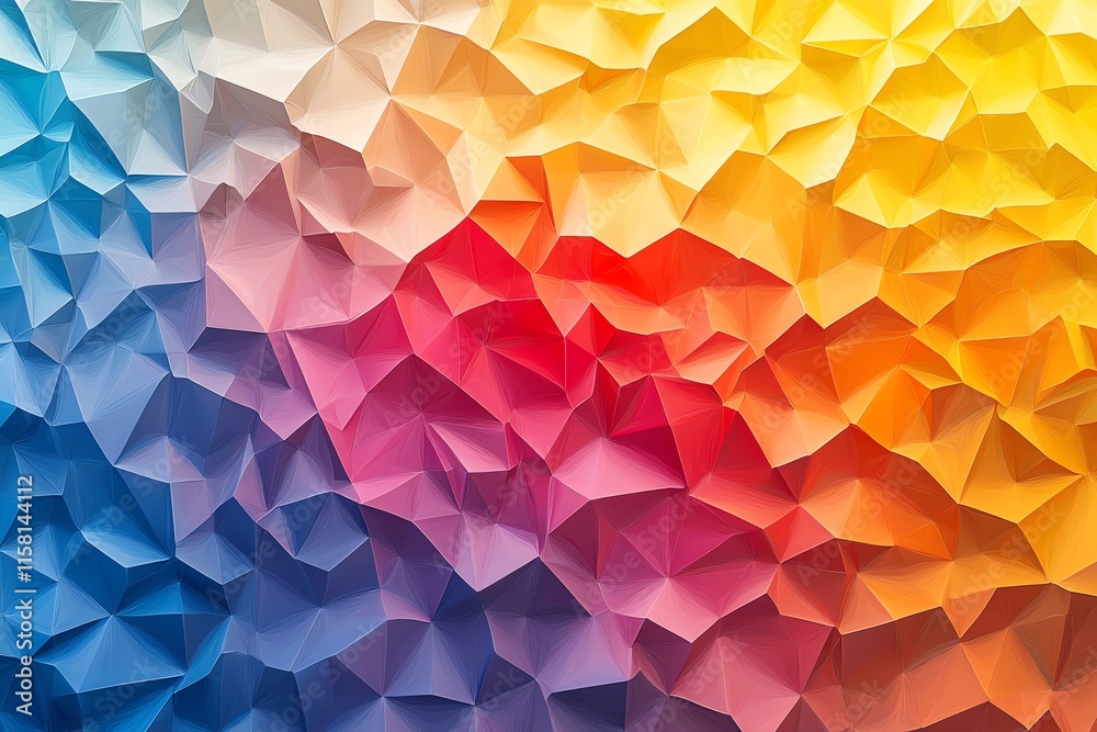 Poster A vibrant, abstract geometric pattern showcasing a gradient of colors and textures.