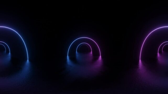 Futuristic Neon Tunnel with Reflections looping 360 panorama vr video