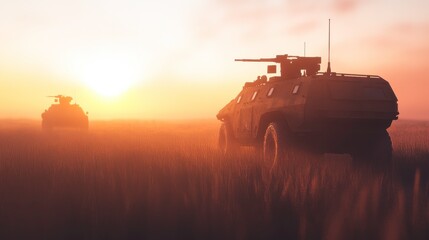 Fototapeta premium Vehicles in Dynamic Movement across Desert Terrain