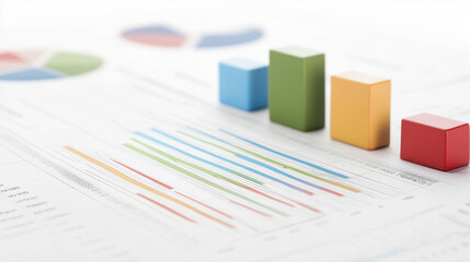 Growth Chart: A vibrant and colorful visual representation of progress and upward trends. The image features wooden blocks stacked in a bar chart formation, symbolizing growth, development.