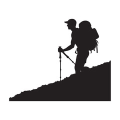 Fototapeta premium Hiking man Silhouettes. hiker with rucksacks and backpack silhouette.