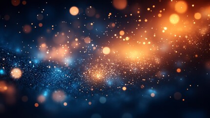 Obraz premium Abstract blue and orange glowing particles background.