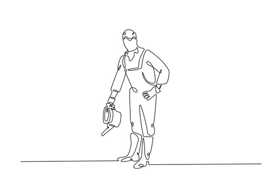 recommend clip art: Farmer continuous one line drawing. Farmer and farm equipment in single line art illustration. Editable vector.