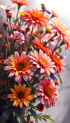 Fototapeta premium Colorful Flowers, realistic, with white tones