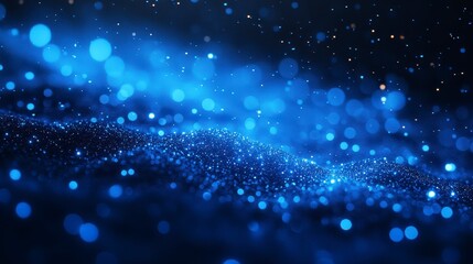 Fototapeta premium Abstract blue particle wave background.