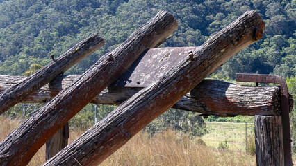 old wooden log post structure