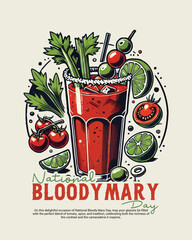 National Bloody Mary Day on January 1st social media post banner template