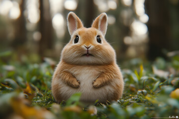 Fototapeta premium very overweight female rabbit in the Australian forest