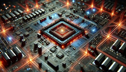 Obraz premium A close-up of a chip with a strong sense of technology