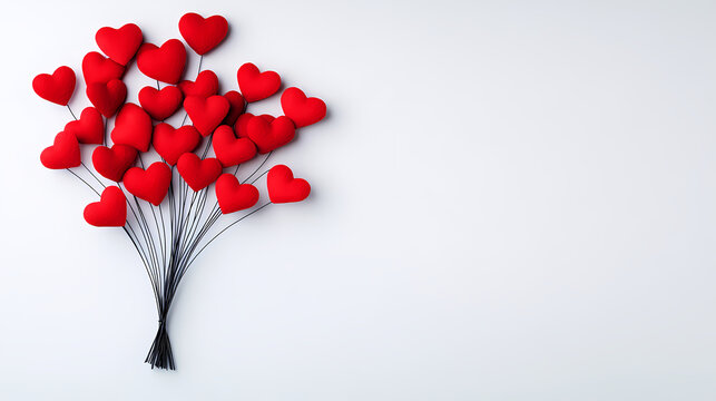 vibrant bouquet of red hearts on minimalist background, perfect for Valentine Day celebrations, conveying love and affection
