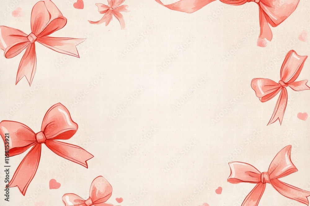 Leinwandbilder naive valentines day design featuring whimsical hand drawn bows with space for text. generative ai