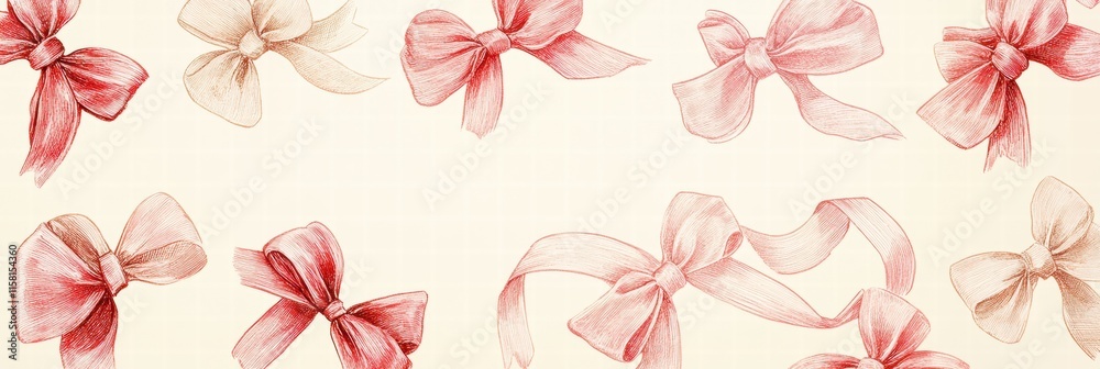 Poster whimsical hand drawn valentines day design featuring playful bows with ample space for personalized 