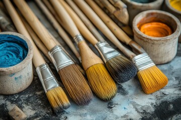Fototapeta premium Colorful Brushes and Paints for Creative Projects