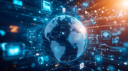 Global Network Digital Data Connections Technology