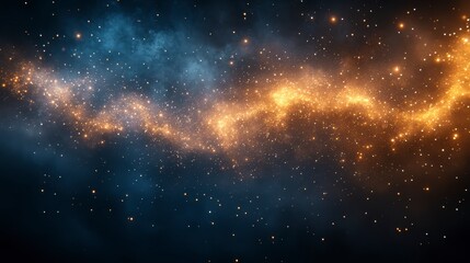 Fototapeta premium Abstract cosmic nebula with swirling orange and blue energy.