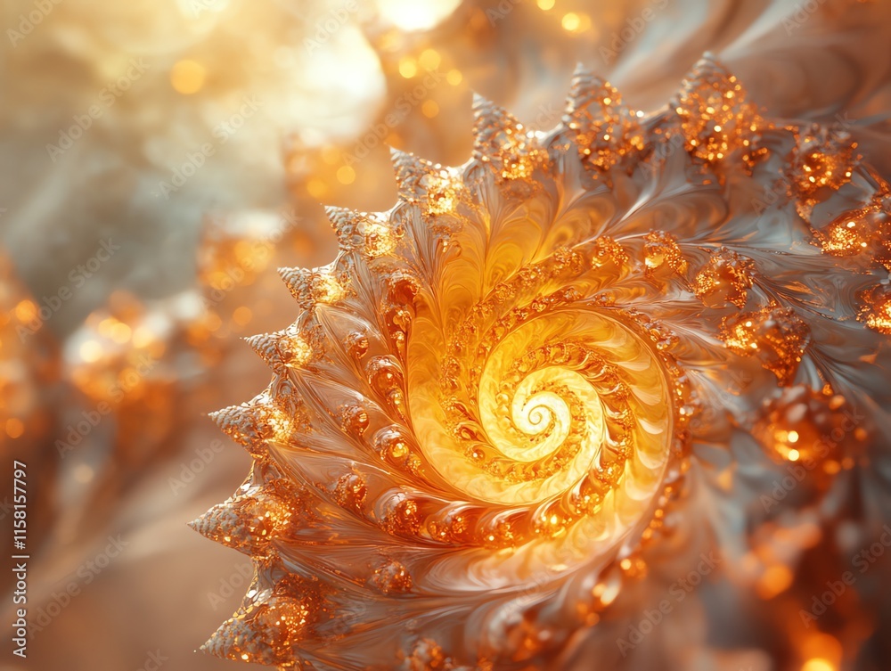 Aufkleber A mesmerizing spiral pattern resembling a shell, showcasing intricate details and warm colors.